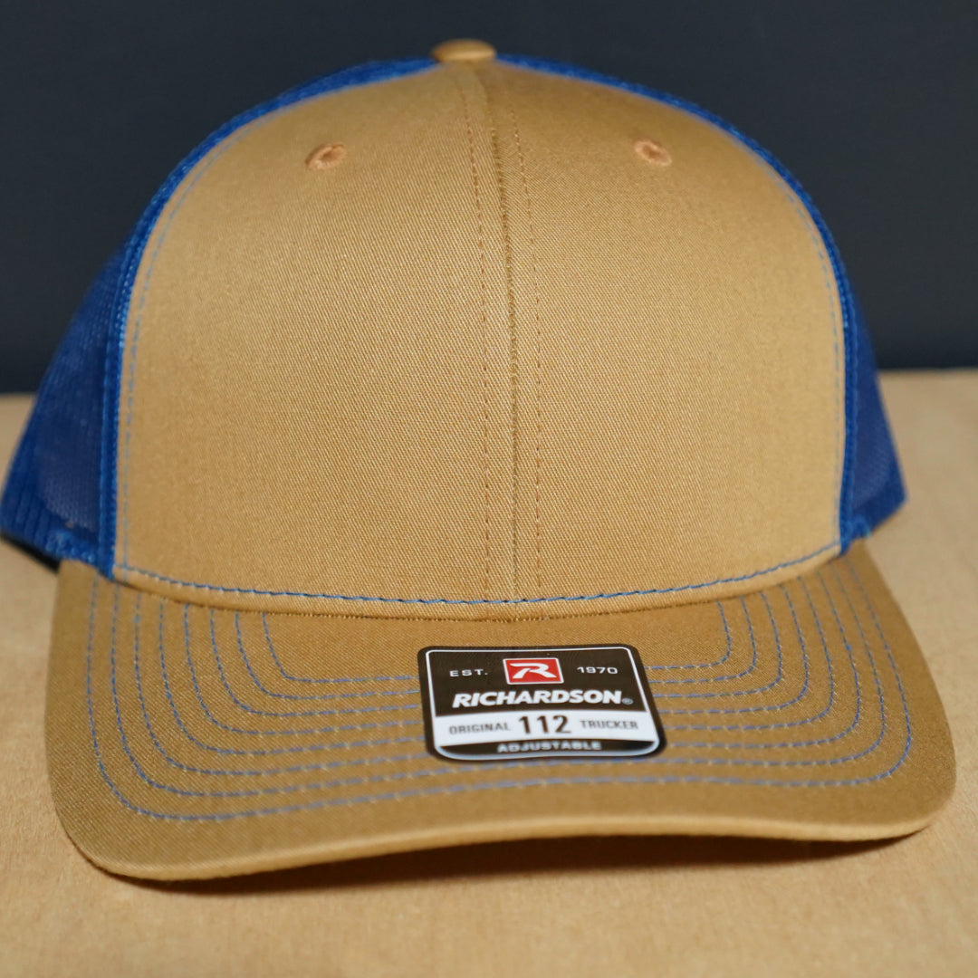 Custom Leather Patch Richardson Trucker Hat + Your Logo