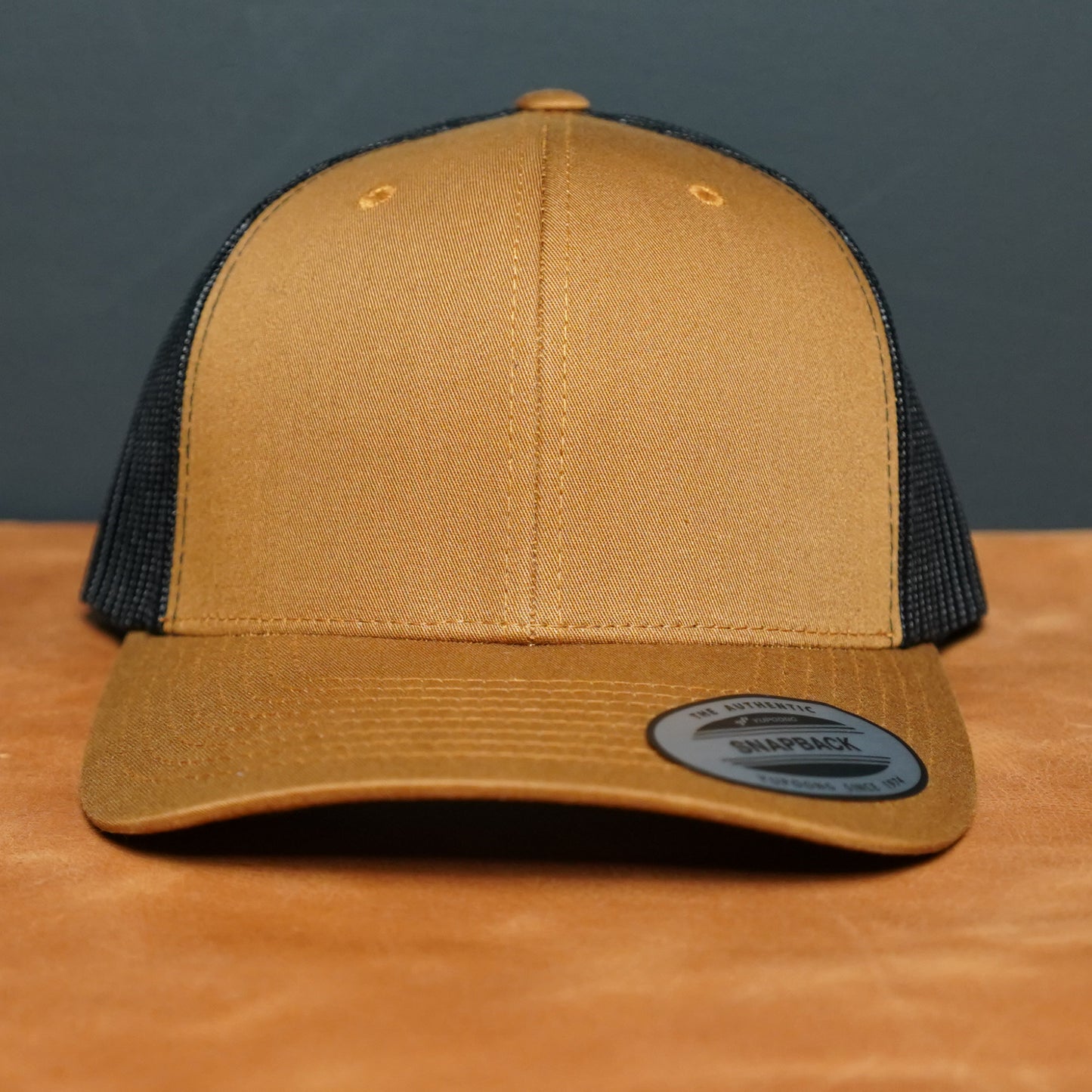 Custom Leather Patch Yupoong Trucker Hat + Your Logo