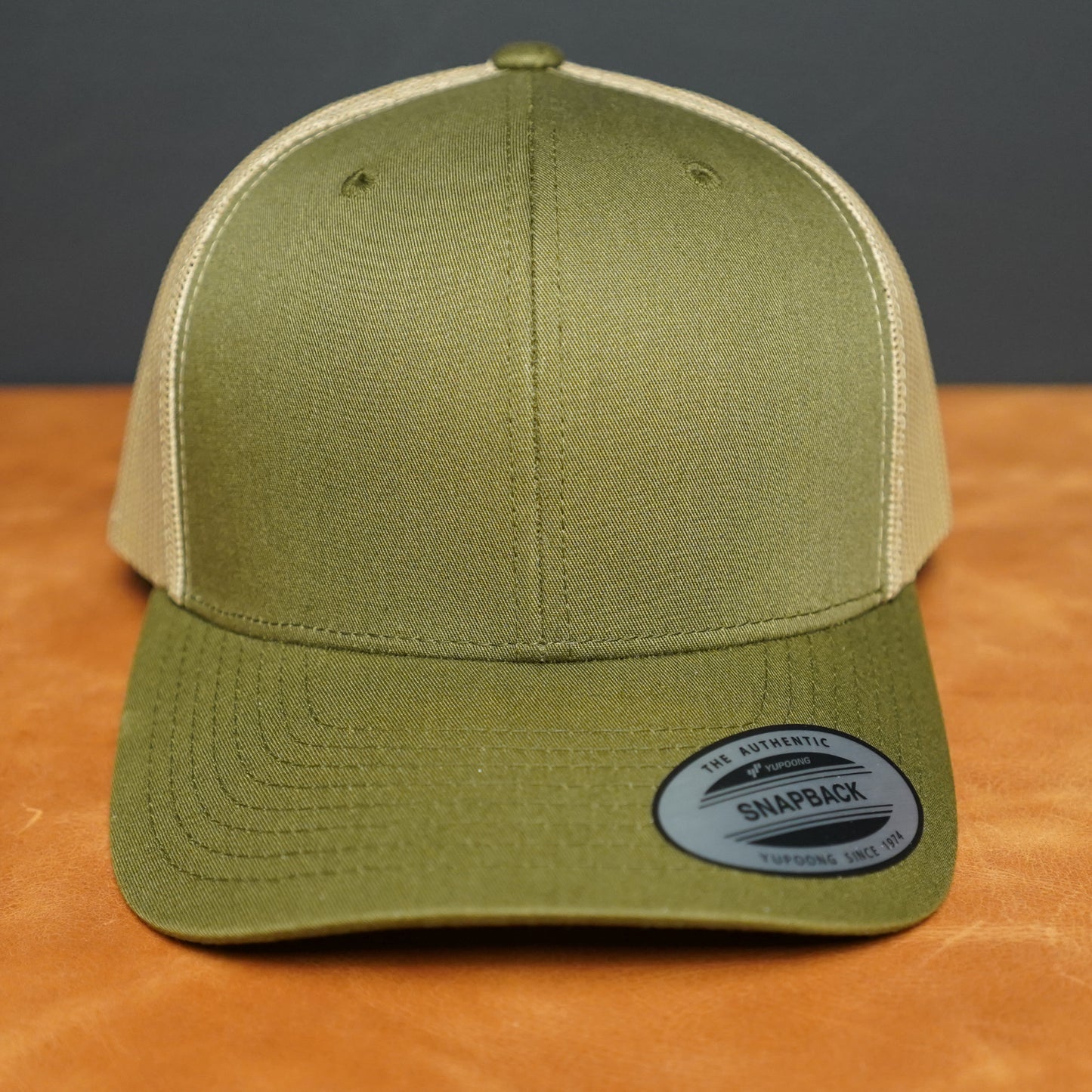 Custom Leather Patch Yupoong Trucker Hat + Your Logo