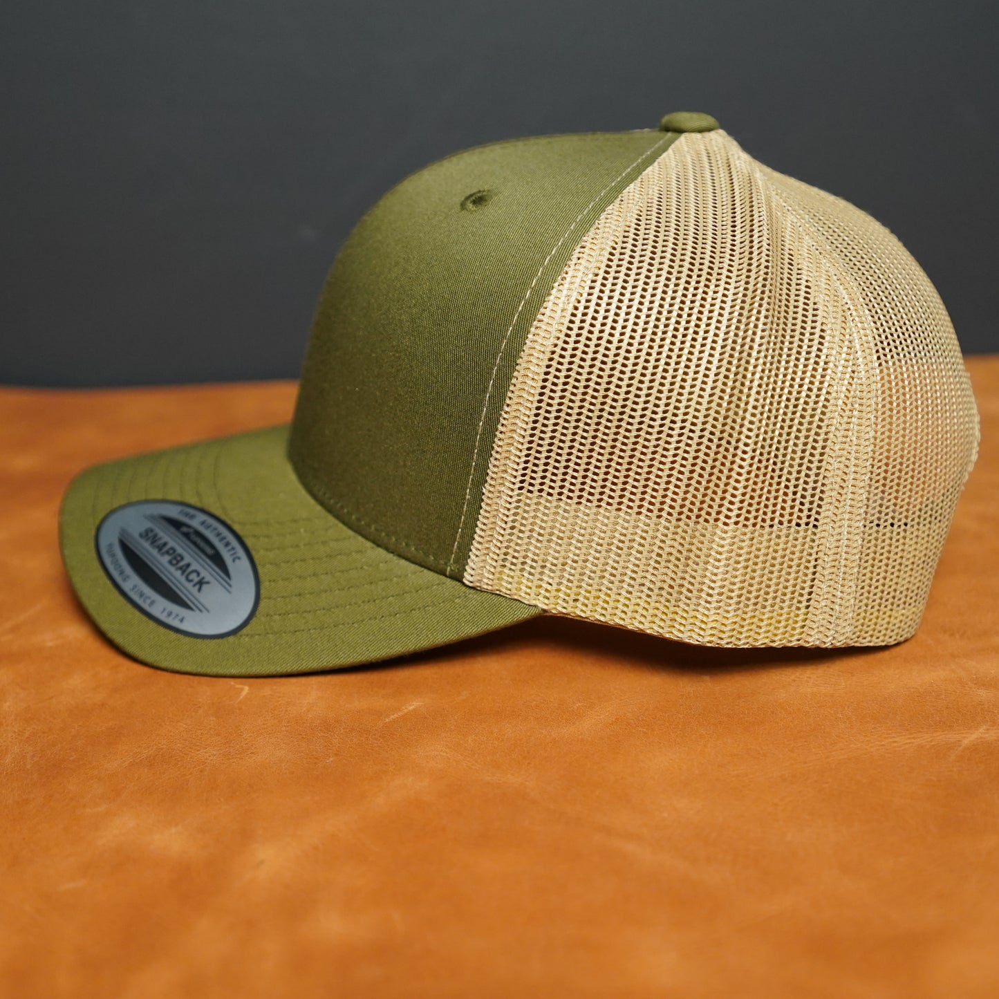 Custom Leather Patch Yupoong Trucker Hat + Your Logo