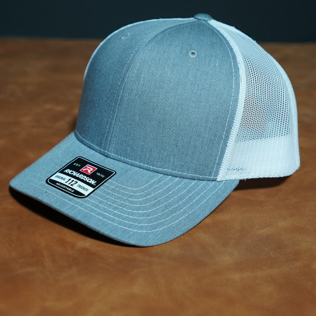 Custom Leather Patch Richardson Trucker Hat + Your Logo