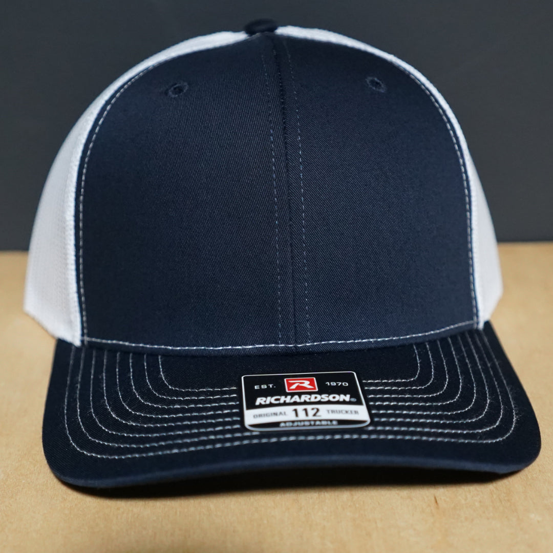 Custom Leather Patch Richardson Trucker Hat + Your Logo